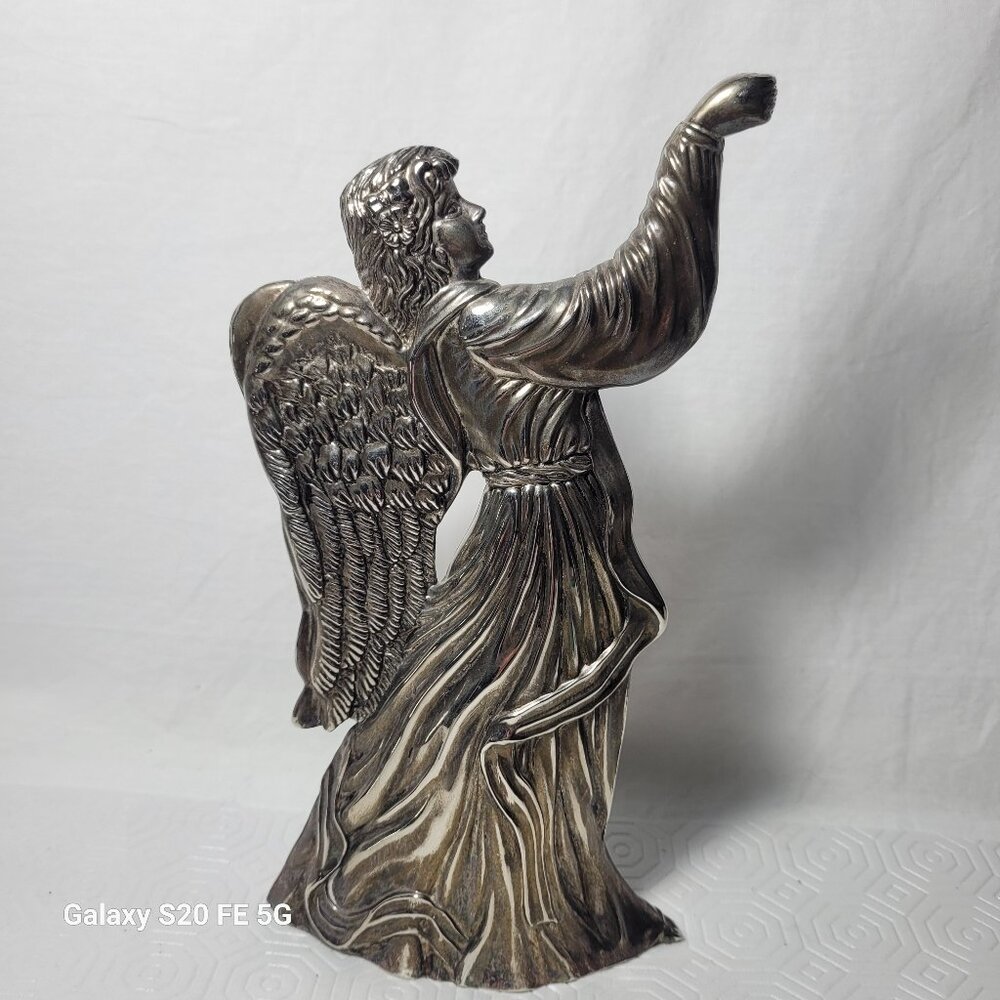 Vintage Victorian Angel Figurine Metal Silver Plated Candle Holder